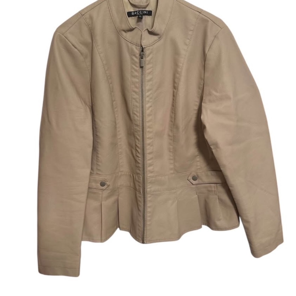 Baccini Women's Beige Leather Jacket